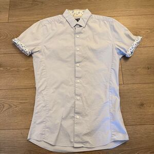 Topman muscle fit blue button up shirt